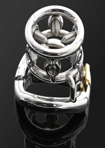 BRACELET À POINTES DE CHASTETÉ MICRO CBT Cage de chasteté en acier inoxydable avec anneau pénien en forme d'arc Jouets BDSM Bondage Fetish Y2011189148355