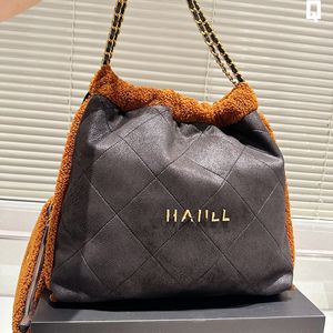 Designer de femmes françaises Lambhair 22 petits sacs à brun noir shopping Gold Metal Hardware Matelasse With Coin Camin Sac à main