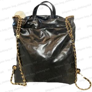 Cc sac à dos plis noirs designer woman sac à main do gold-tone métal chaîne de dessin sacles de créateurs en cuir réel sacs à main sac à dos fourre-tout 244b