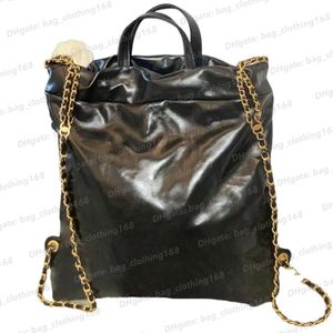 Cc sac à dos bourses noires designer woman sac à main do gold-tone métal chaîne de dessin sacles de créateurs en cuir réel sacs à main sac à dos fourre-tout 259g