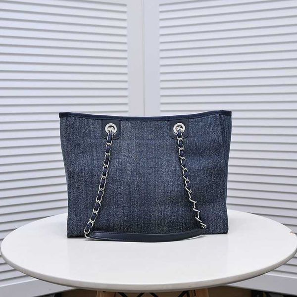 cc bag cc Bolso de hombro Bolso de compras grande de Deauville Bolso mixto de playa Bolso de viaje de fin de semana Bolsos de diseñador Azul marino Denim