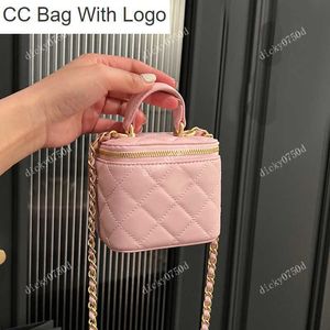 CC Bag Bolsas de cosméticos Mini bolsa de maquillaje para mujer Bolsas de mano de color rosa Bolsa de artículos de tocador de calidad de moda Bolso de almacenamiento Estuches de lujo Correa de hombro con cadena Monedero cruzado