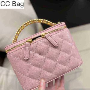CC Bag Cosmetic s Cases 2022 Crossbody para mujer Designer Box Pink Caviar Bolso clásico Cremallera Hombro Cadena de metal Golden Handheld