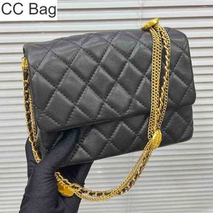 CC Bag Boodschappentassen Groothandel Womens French Classic Black Coin Flap Calf Leather Lovertjes Duck Button Metal Chain Quilted Plaid Designer Lu