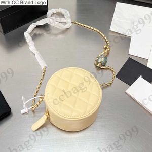 CC Marque Cross Body Femmes Mini Rond Crush Ball Sacs À Bandoulière Classique En Cuir D'agneau Chaîne À Glissière En Métal Fourre-tout Pièces De Monnaie Bourse Designer De Luxe Rouge À Lèvres Boîte Sacs À Main Cosm