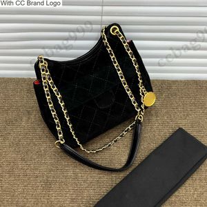 Sacs à bandoulière de marque CC 22k Vintage en daim noir Hippy Hobo sacs en cuir givré pièces de monnaie matelassées en métal chaîne épaule bandoulière Multi Pochette sacs à main design français