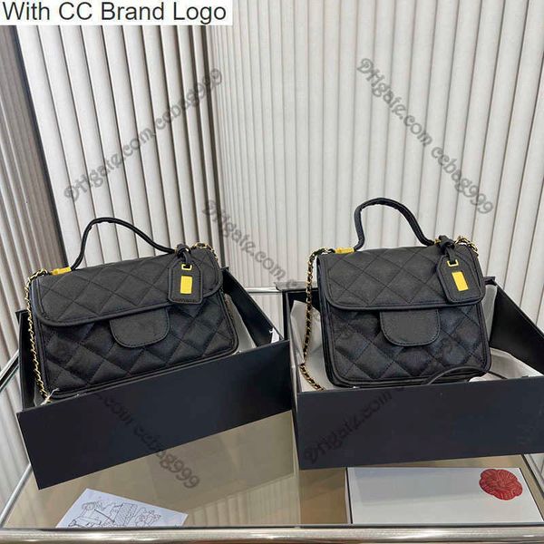 CC Brand Totes 22K Fashion Square Totes Totes Sac en cuir véritable matelassé Diamant Messenger Sac à main Or Matériel Pochettes Lager Capacité Designer Wallet Purse F