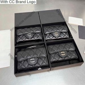 CC Marque Portefeuilles Mini Lambskin Caviar Designer Flap Purses Shiny Pearly Grained Calfskin Quilted Classic Card Holder Or Silver Meat Hardware Card Pack Femmes P