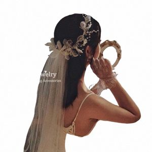 CC Bridal Veil Wedding Acles pour les femmes Fr Crow avec un peigne blanc ivoire bandeaux de tête de coiffes chaudes Veal Photo V667 W5JX #