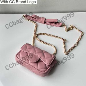 CC Portemonnees Dames Pluizige Mini Flap Bow Portemonnees met ketting Echt leer Goud Metaal Hardware Luxe Handtassen Crossboy Klassieke Schoudertas Portemonnee Kaart