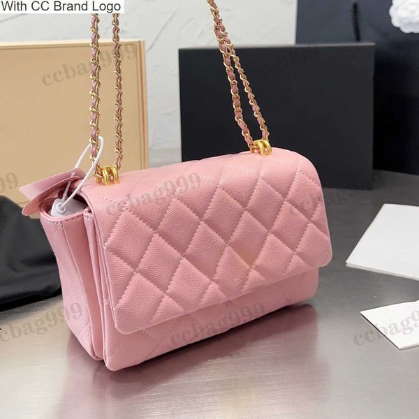 CC Cross Body 22K Mini Caviar Órgano Carteras Solapa Bolsas acolchadas Vintage Metal Hardware Cadena Hombro Crossbody Monedas Monedero Matelasse Mujeres Titular de la tarjeta de lujo Han