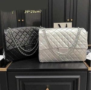 CC Designer Femmes Maxi Jumbo Classique Flap Sac Agneau/Caviar Cuir Argent Métal Matériel Matelasse Chaîne Diamant Grande Capacité Épaule Sac À Main 39x25CM