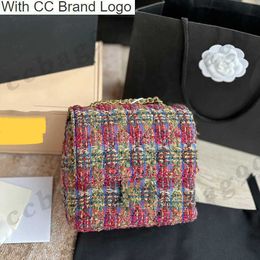 CC Cross Body Vintage Coloré Laine Matelassé Tissé Sacs À Bandoulière Tweed Français Designer Mini Portefeuilles Classique Ton Or Matériel Chaîne Multi Poche Femmes Mini H