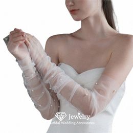 CC Elegant Goes Mariage Events Women Accoues Bridal Dr Engagement Bijoux Imitati Pearl LG Fingerl Gants WG052 J1U5 #