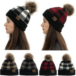 CC bride grille mode chapeau de noël bonnets automne hiver chaud amovible Venonat bonnet tricoté pour les femmes