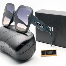 Cc Glasses Channel Lunettes de soleil de créateur pour femmes et hommes avec chaîne avec lunettes de soleil, lunettes de soleil classiques de luxe polarisées, monture PC surdimensionnée UV400 500