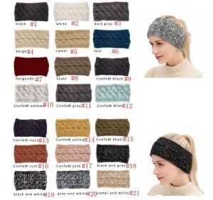 CC bandeau coloré tricoté Crochet torsion bandeau hiver oreille plus chaud élastique bandeau large cheveux accessoires LL