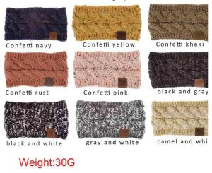CC bandeau coloré tricoté Crochet torsion bandeau hiver oreille plus chaud élastique bandeau large cheveux accessoires 11 LL