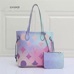 CC Sunrise Pastel Classice 2pcs set MM Tote composiet tassen Kleurrijke Dames Designer Schouder Handtas Portemonnee On The Go Tote tas 22ss 207M