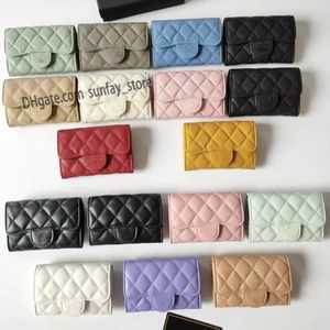 Porte-cartes CC Portefeuille Femmes Porte-monnaie Designer Mini Flap Porte-monnaie Caviar Porte-cartes en cuir de veau Modèle classique Hommes Zipper Petits portefeuilles Sac de carte de crédit de luxe avec boîte