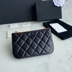 CC Wallet Luxury Designer Wallet Small Purse Card Holder Credit Wallets Women Classic Black Quilted Fashion Echte lederen Clamshell Portemonches Coin Pick -up Clip