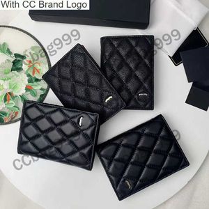 CC Wallets 14x10CM Portefeuille en cuir de caviar d'agneau noir Quincaillerie dorée et argentée Mini sacs à main Designer classique Pochettes Luxurys Purse Card Holder Women Mult