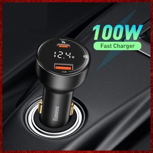 Chargeur de voiture 100W double port USB Type C Charge rapide numérique PPS QC PD 3.0 chargeur de téléphone portable pour iPhone 13 12 Xiaomi Charge de voiture électronique automobile livraison gratuite