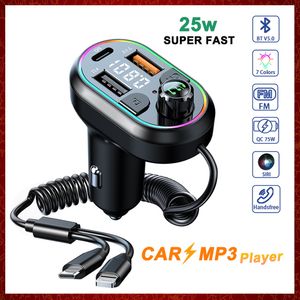 CC141 Car Kit Audio Mp3 Player Transmisor FM Bluetooth 5.0 PD Cargador rápido Auto Modulador FM Hardsfree