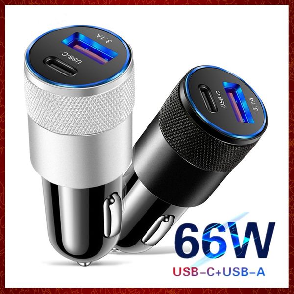 Chargeur de voiture Chargeurs USB Charge rapide 3.0 Type C Adaptateur de téléphone à charge rapide pour iPhone 13 Pro Max Redmi Huawei Samsung Car-charge Automotive Electronics Navire gratuit