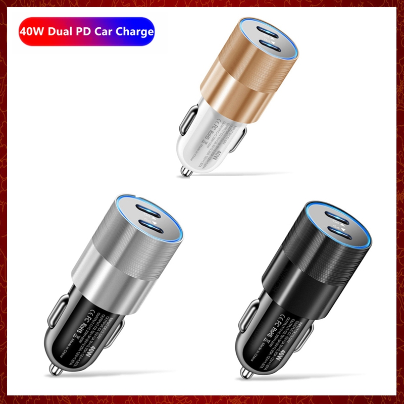 CC223 Dual USB C Fast Car Charger 40W 2 Port Type C PD Phone Chargers for iPhone 13 12 11 Pro Max Samsung Power Adapter in Cars