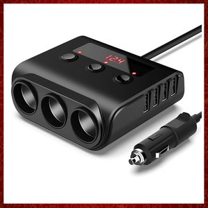 CC257 Adaptador de encendedor de cigarrillos de 120 W CARGA RÁPIDA 3.0 12 V / 24 V Divisor de corriente de 3 enchufes Salida de CC con 8.5A 4 puertos USB Cargador de automóvil