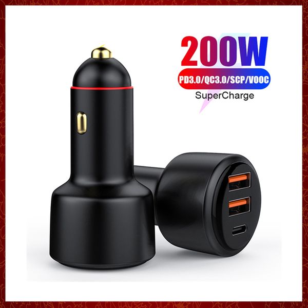 CC270 200W USB PD chargeur de voiture 3port Super Fast Charger2.0 100W 65W SuperCharge QC3.0 pour Honor Xiaomi Vivo Huawei iPhone ONEPLUG