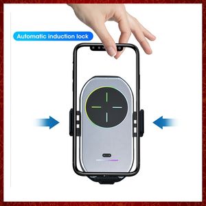 CC338 A7 15W chargeur sans fil serrage automatique support de téléphone de voiture pour téléphone portable induction infrarouge QI support de voiture de charge rapide