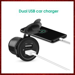 CC449 puerto USB Dual cargador de coche enchufe encendedor de cigarrillos para Auto barco impermeable adaptador de carga de teléfono móvil