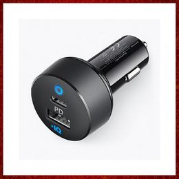 CC487 Cargador de automóviles de 30W USB C 2-puerto con entrega de alimentación de 18W 12W PowerIQ PowerDrive Pd 2 con LED para iPad iPhone 12 Xiaomi