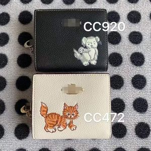CC920 CC472 Cat Cartoon Patroon Korte portemonnee Snap Kaartkast Kort Purse Women Zip Fold Purse 920 472
