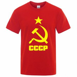 Cccp Russe T-shirts Hommes URSS Soviétique Uni Homme Manches Courtes Tshirt Moscou Hommes T-shirts Marque O Cou Tops Cott Oversize Vêtements k5Lh #