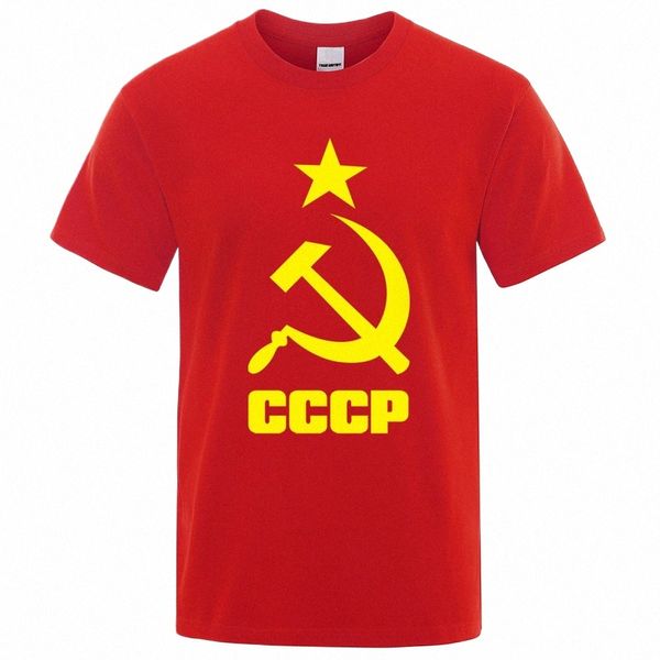 Cccp Camisetas rusas Hombres URSS Soviética Uni Hombre Camiseta de manga corta Moscú Camisetas para hombre Marca O Cuello Tops Cott Ropa de gran tamaño k5Lh #