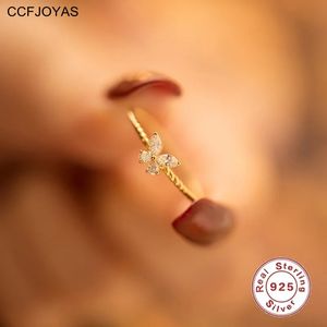 CCFJOYAS 925 sterling zilver schattige vlinderring Koreaanse stijl eenvoudige INS 14k vergulde mode-ringen bruiloft sieraden 240119