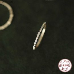 CCFJOYAS, anillos finos de circón de una sola fila de Plata de Ley 925 para mujer, amor Simple japonés y coreano, joyería chapada en oro de 14K L230704