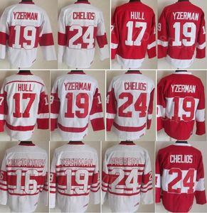 CCM Hockey Retro 17 Brett Hull Jersey Retraite 24 Chris Chelios 19 Steve Yzerman 16 Vladimir Konstantinov 5 Nicklas Lidstrom 75e anniversaire Vintage Classic Team