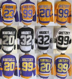 CCM Hockey Retro 20 Luc Robitaille Jersey Retire 32 Kelly Hrudey 23 Dustin Brown 99 Wayne Gretzky 16 Marcel Dionne Vintage klassieke stiksels, ademende trui
