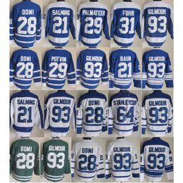 CCM Hockey Retro 21 Borje Salming Jerseys Retire 64 Stanleycup 29 Felix Potvin 93 Doug Gilmour 29 Mike Palmateer Vintage Klassiek Blauw Wit Groen 75-jarig jubileum