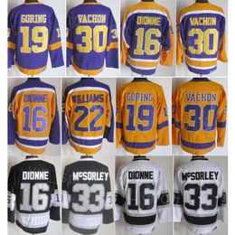 CCM Hockey Retro 33 Marty McSorley Jerseys Retire 22 Tiger Williams 19 Butch Goring 16 Marcel Dionne 30 Rogatien Vachon Vintage Klassiek Gestikt Ademend Goed