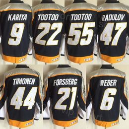 CCM Hockey Rétro 55 Jordin Tootoo Jersey Retraite 6 Shea Weber 9 Paul Kariya 21 Filip Forsberg 22 Jordin Tootoo 44 Kimmo Timonen 47 Radulov Vintage Couture Classique