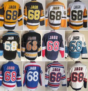 CCM Hockey Retro 68 Jaromir Jagr Vintage Jersey Retire Klassiek Alle stiksels Puur katoen Ademend Voor sportfans Teamkleur Zwart Wit Marineblauw Geel Heren Sale