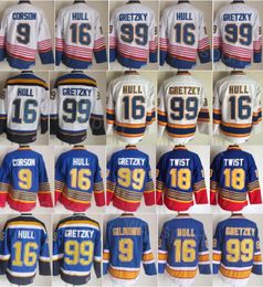 CCM Hockey Retro 99 Wayne Gretzky Jersey Retraite 18 Tony Twist 16 Brett Hull 9 Doug Gilmour 77 Pierre Turgeon Vintage Classic 1995 1996 Bleu Blanc Ing Team Mens