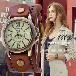 CCQ Merk Mannen Vrouwen Vintage Koe Lederen Armband Horloges Casual Luxe Mannelijke Vrouwelijke Quartz Horloge Relogio Masculino Relojes 240123