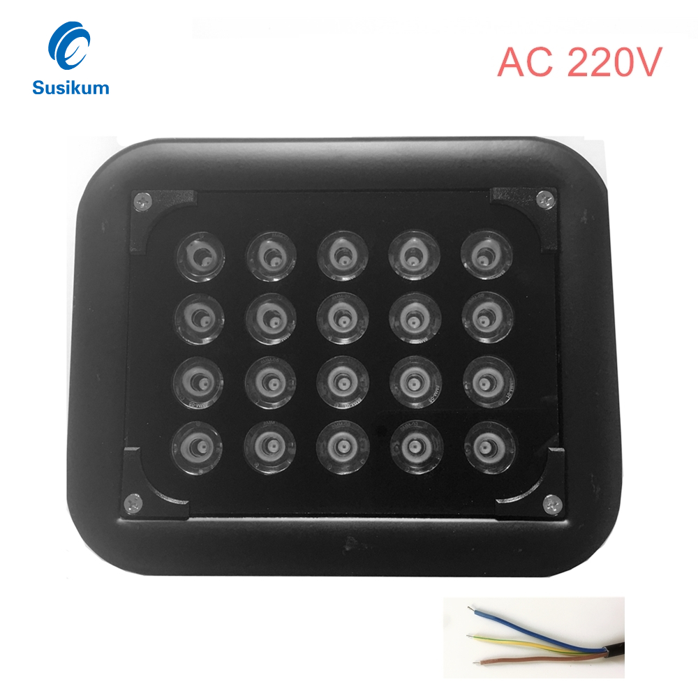 Lámpara LED infrarroja de relleno CCTV AC 110-220V 45/90/120 grados luz iluminadora Led llena de IR para cámara CCTV por la noche