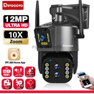 Objectif CCTV 12MP double objectif Wifi PTZ caméra IP extérieure 4K couleur Vision nocturne suivi automatique sans fil CCTV caméra de Surveillance de sécurité 8MP P2P YQ230928